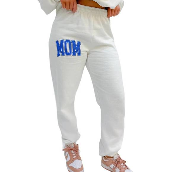 NEW FRIDAY + SATURDAY mom block sweatpants in white - Picture 2 of 4
